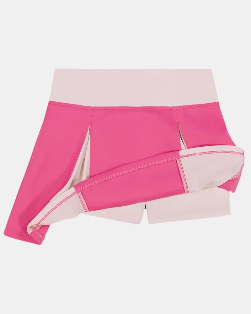 Юбка-шорты детская плиссированная со скрытыми шортами UA Box Pleat UnderArmour, Pink Frenzy/Apex Pink — фото 2