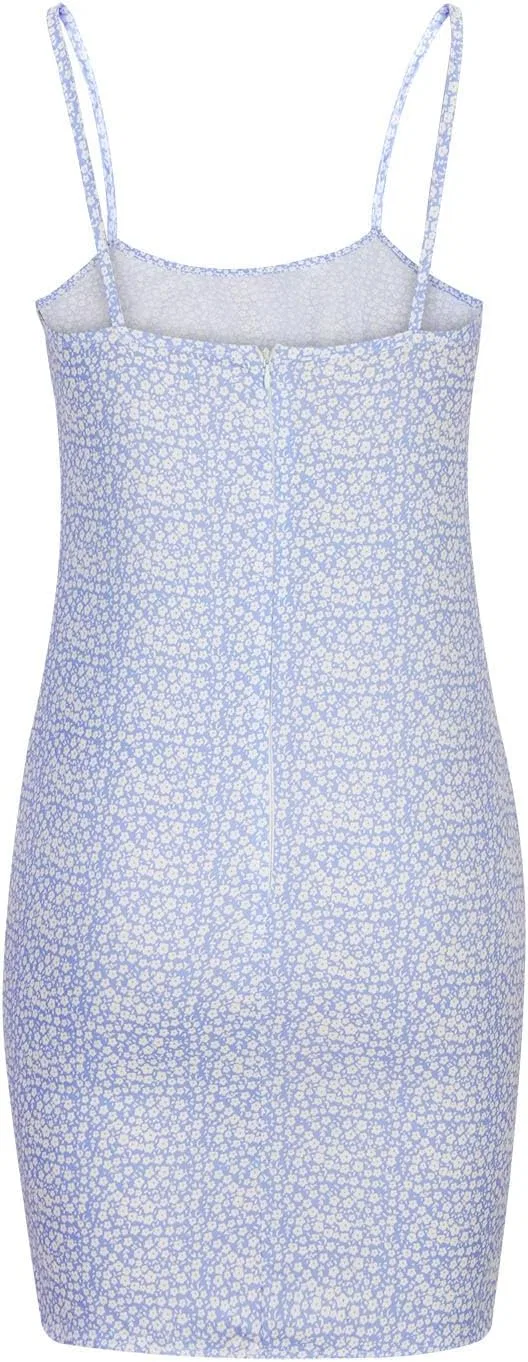Женское летнее мини-платье без рукавов Bodycon с цветочным принтом, Blue — фото 4