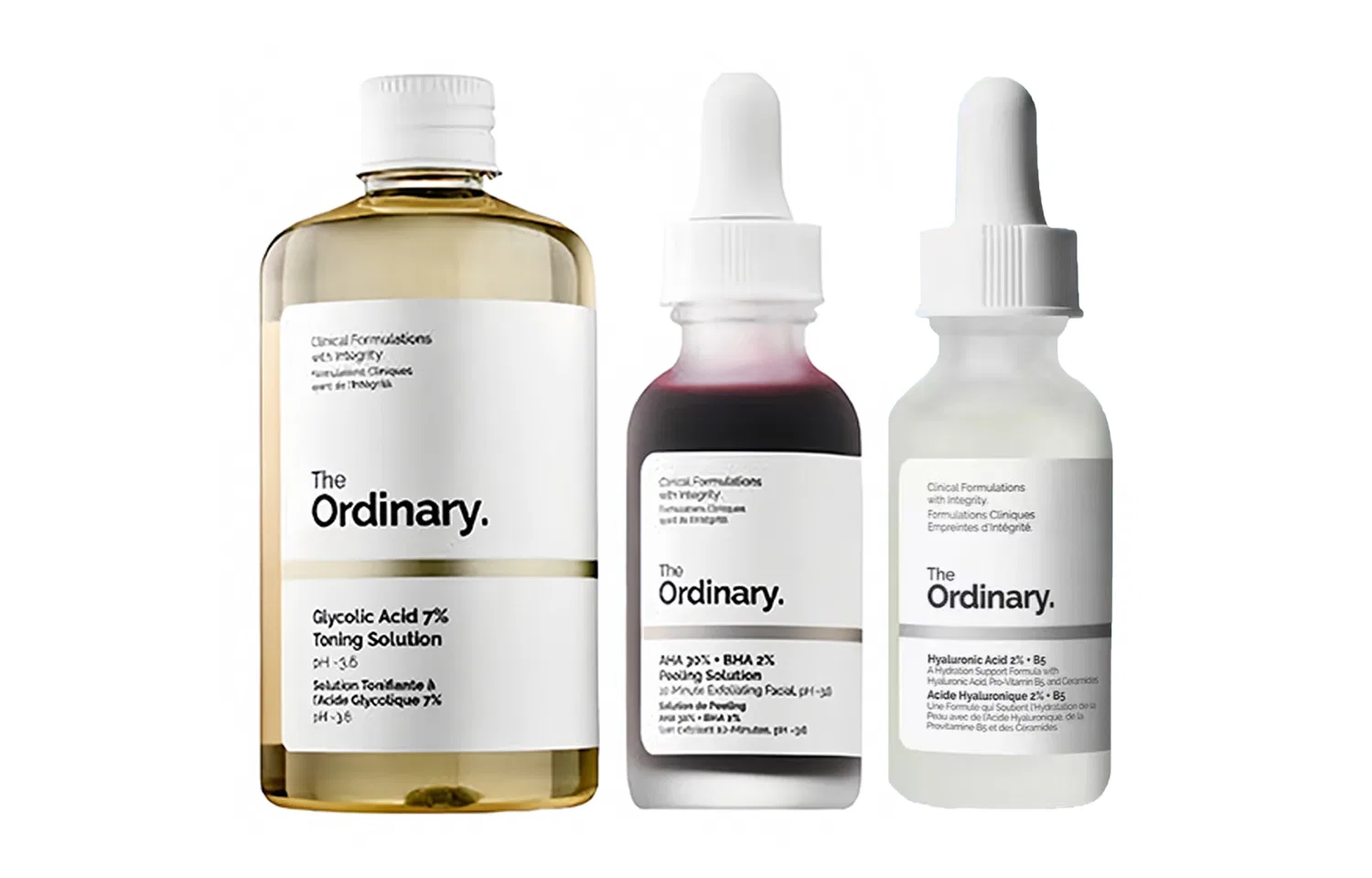 Набор сывороток для лица с альфа-гидроксикислотами и гиалуроновой кислотой The Ordinary, 7% AHA + 2% B5 + 30% AHA