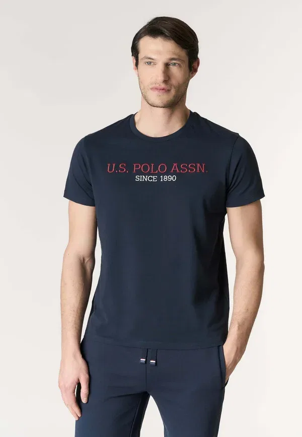 Футболка из хлопка print t-shirt U.S. Polo Assn., синий