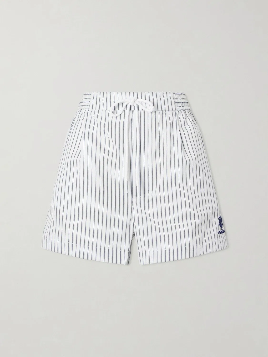 Шорты хлопковые в полоску с вышитым логотипом Wimbledon POLO RALPH LAUREN, синий
