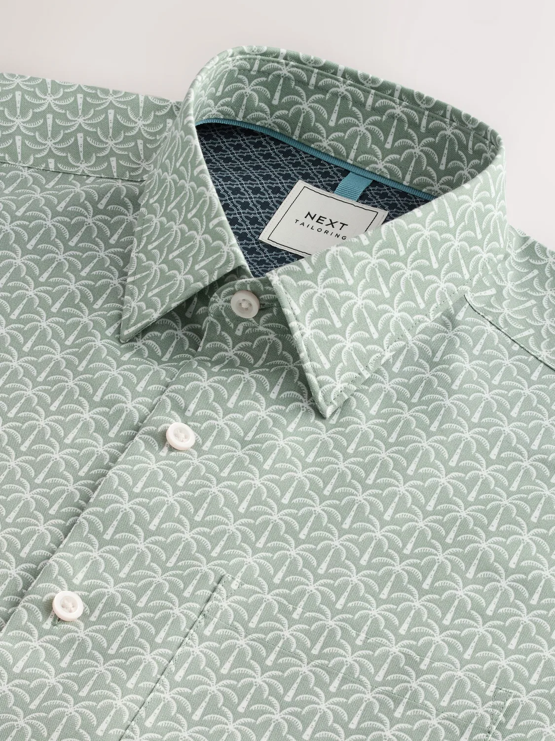Рубашка оксфорд с коротким рукавом, Green Palm Print Next, зеленый — фото 2