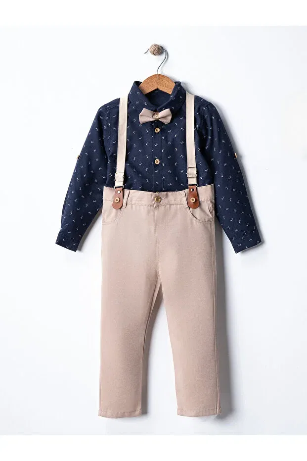Детский комбинезон для девочек с принтом Çelix Kids, Navy Blue-Beige — фото 4