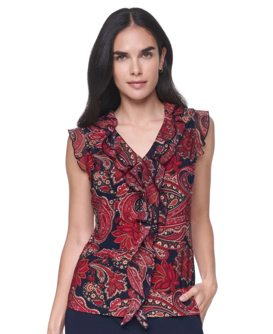 Блузка без рукавов с воланами Paisley Tommy Hilfiger, Midnight Multi — фото 3