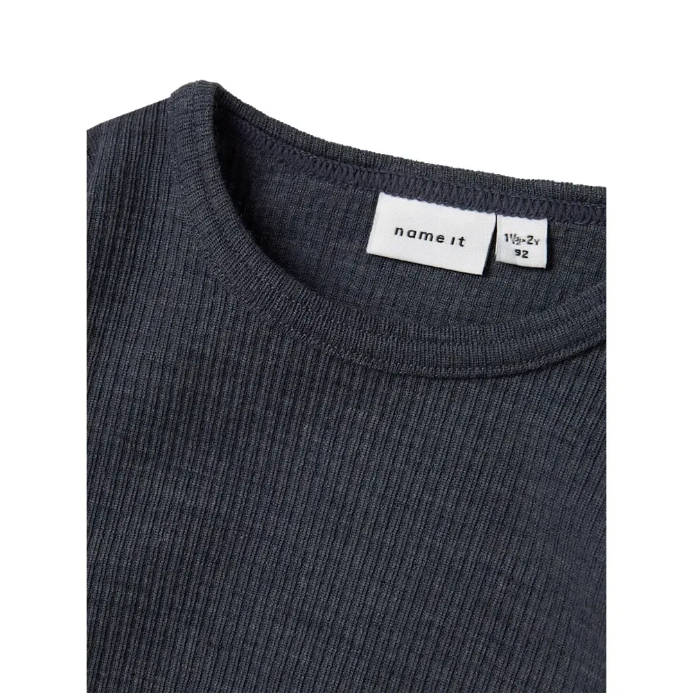 Боди с длинным рукавом Wax Wool Rib Name It, синий — фото 4