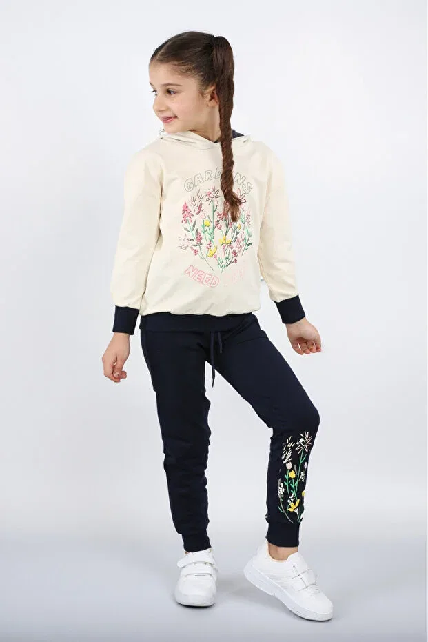 Детский спортивный комплект для девочек с принтом Mışıl Kids, Navy Blue — фото 4