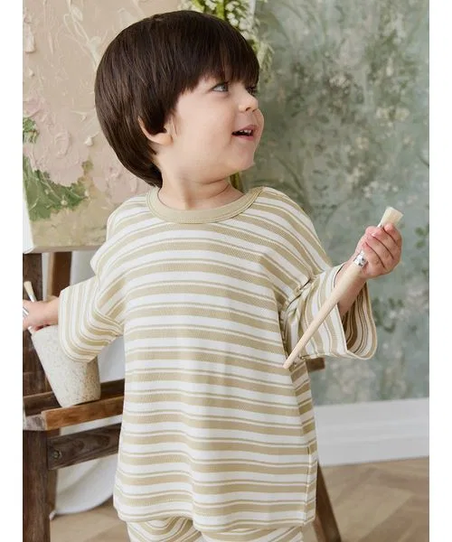 Детские шорты с принтом Double Stripe Hay/Cloud JAMIE KAY, Khaki — фото 3