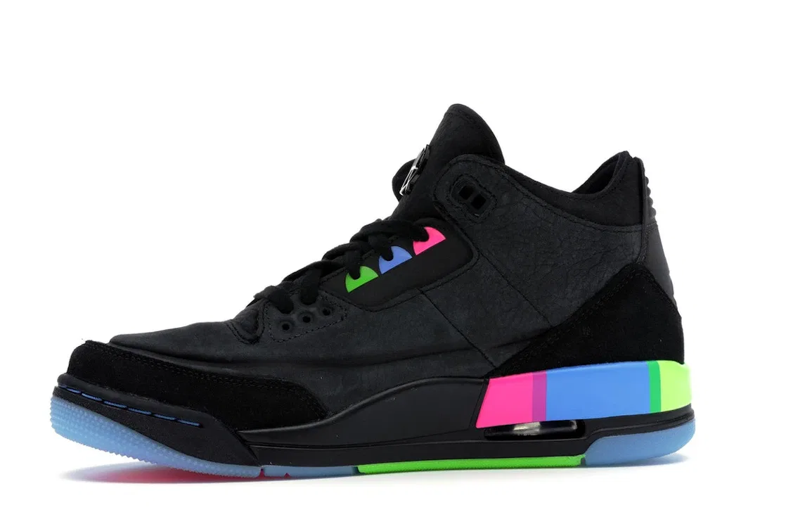 Детские кроссовки для мальчиков с принтом Jordan 3 Retro Jordan, Black/Black/Electric Green/Infrared 23 — фото 3