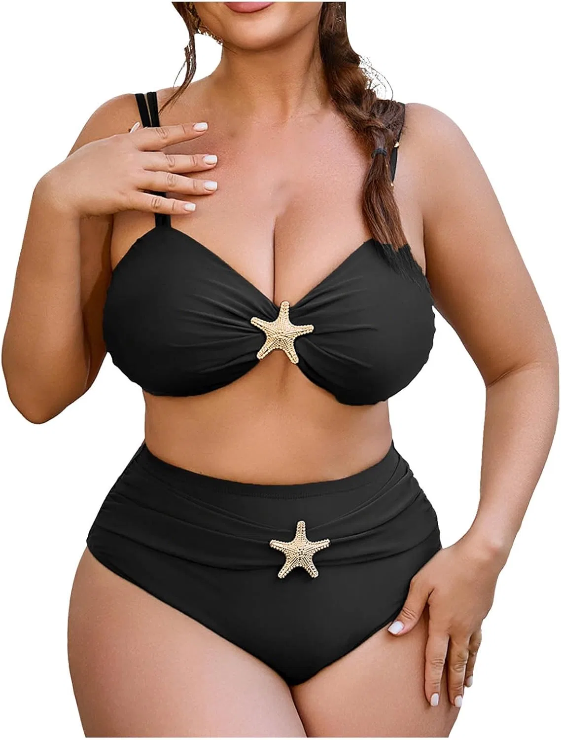 Женский танкини-комплект с высокой талией High Waisted, Black