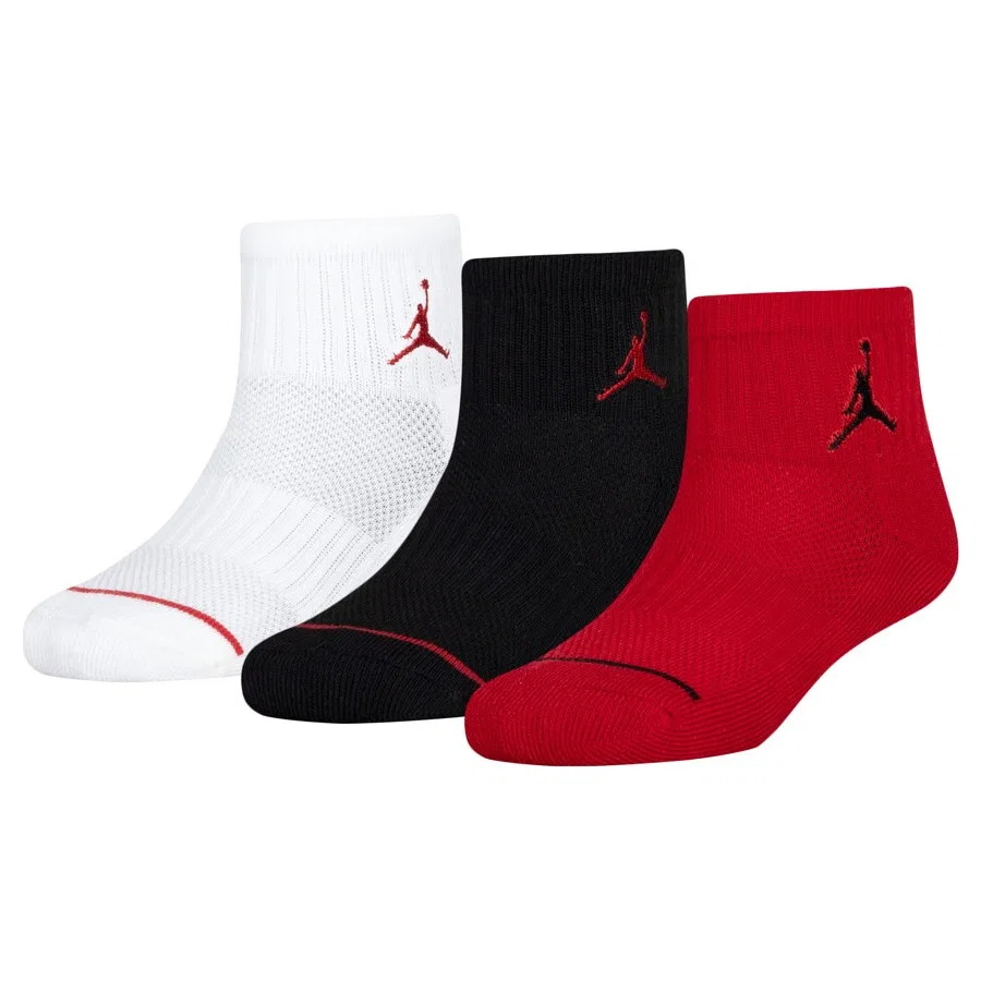 Комплект спортивных носков Nike Jordan Jumpman Quarter 3'lü, Бело-черно-красный