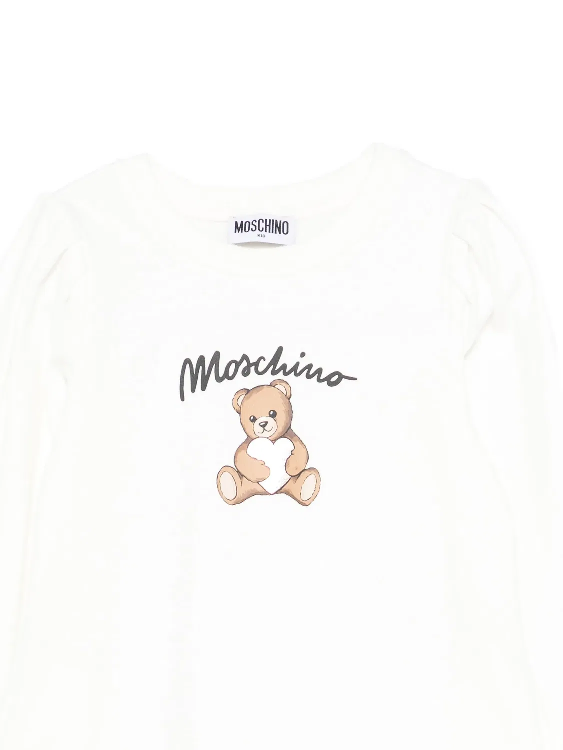 Платье с длинным рукавом из хлопка Moschino, белый — фото 2