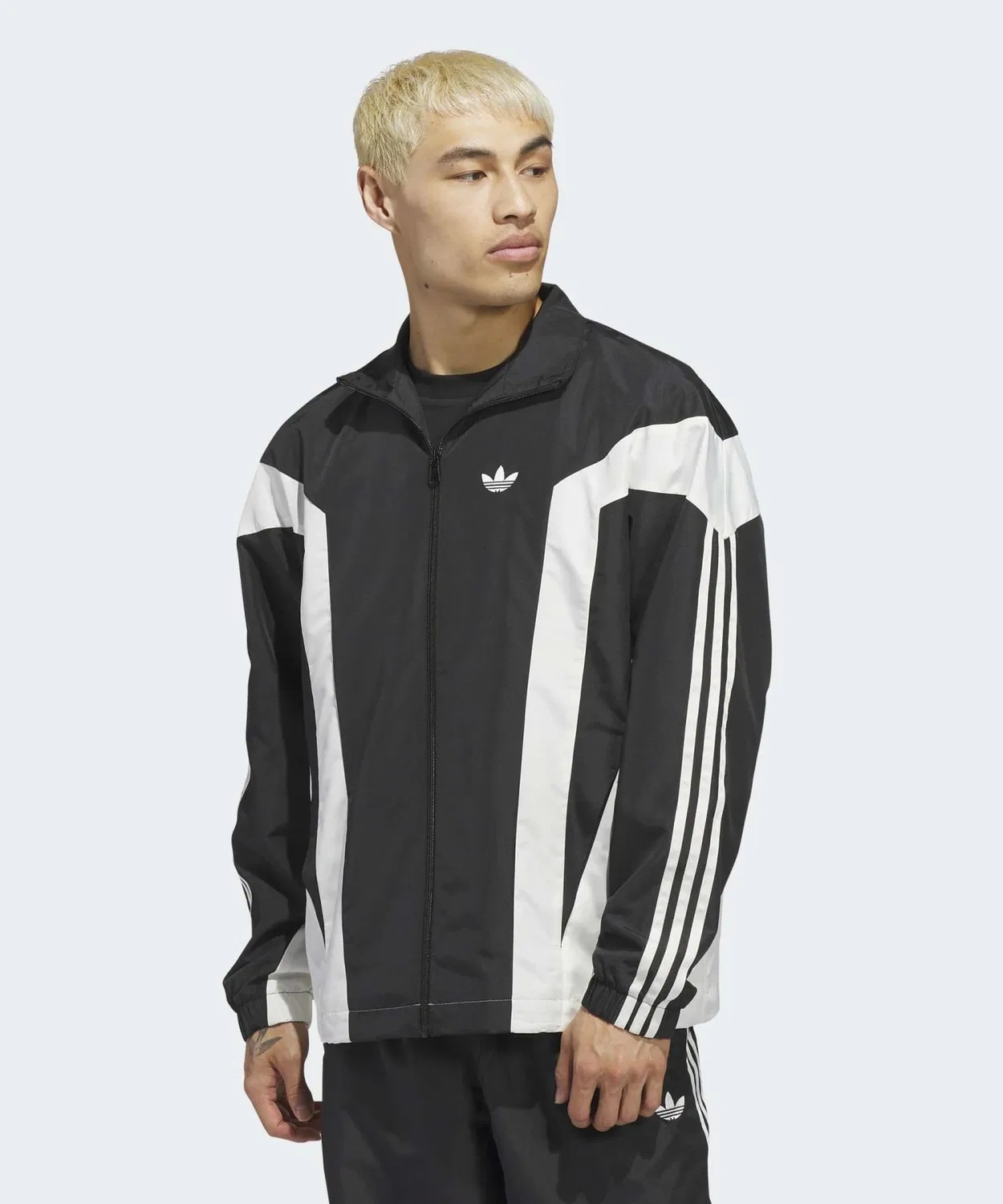 Мужская куртка-ветровка с высоким воротником, свободного кроя, Adidas Originals, Black — фото 3