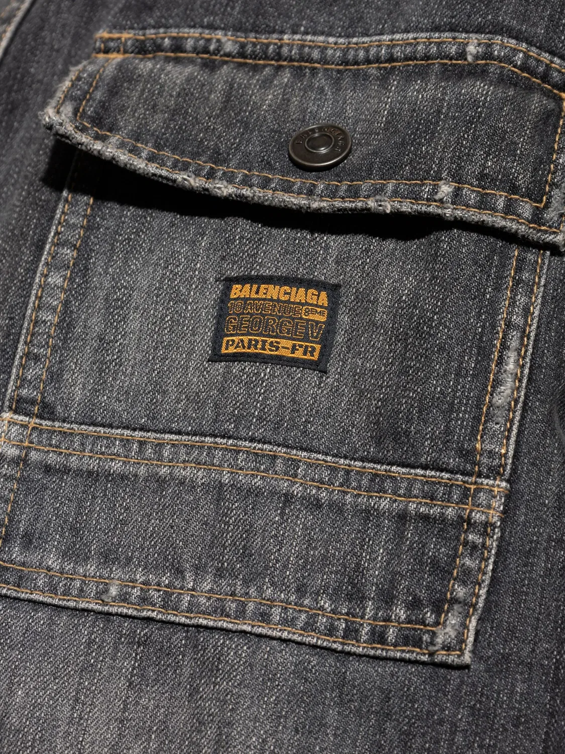 Джинсовая рубашка с нашивкой логотипа Balenciaga, черный — фото 2