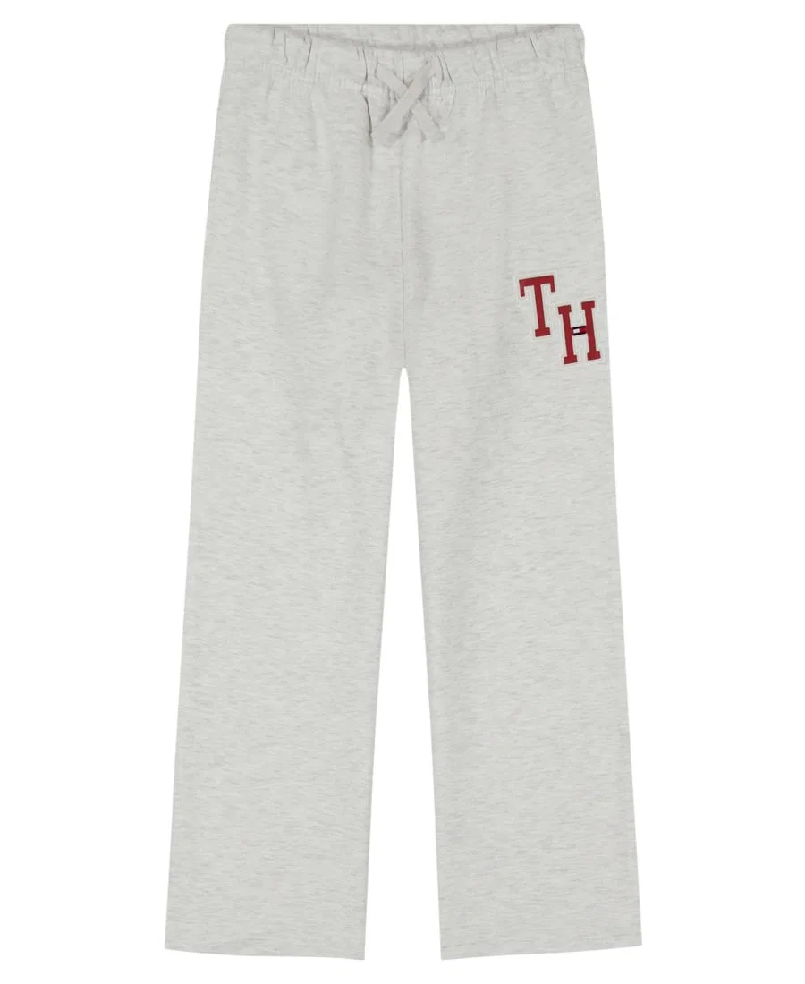 Штаны из футера с широкими штанинами, модель Monogram Embroidery Tommy Hilfiger, Oat Heather — фото 2