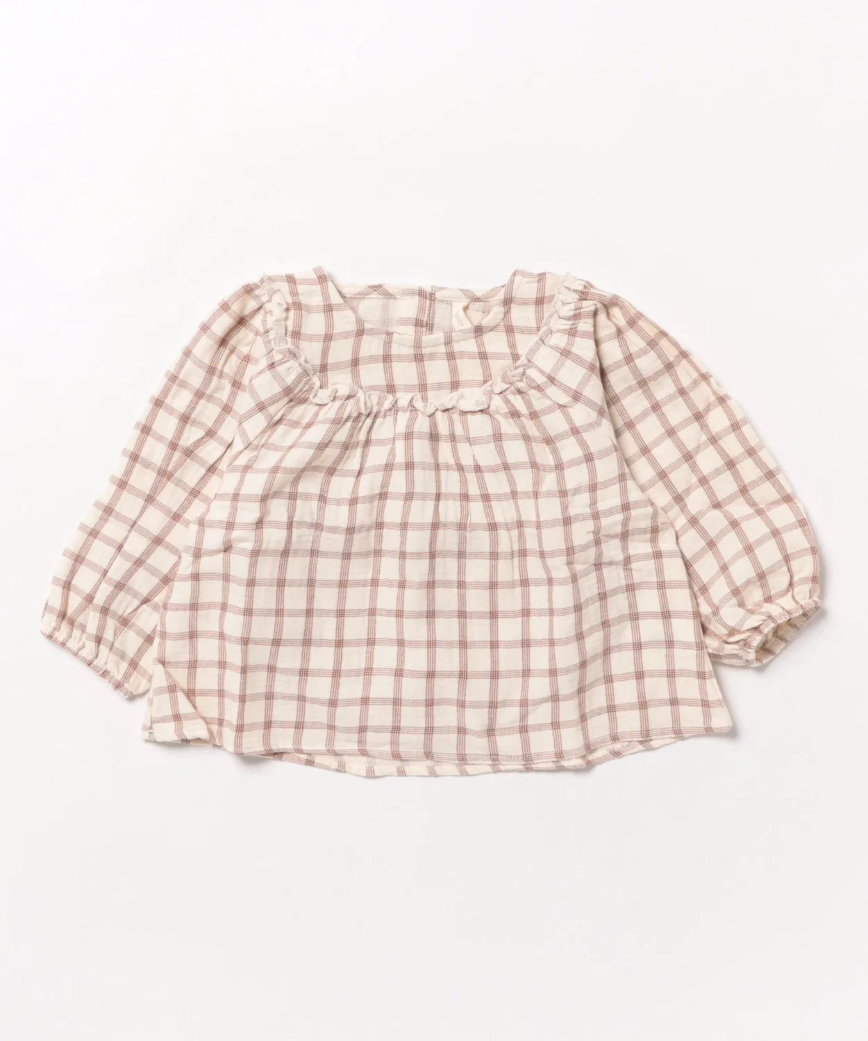 Детский комплект из блузы с рукавом-фонарик и шорт-панталонов Cinnamon Plaid Quincy Mae, White/Brown