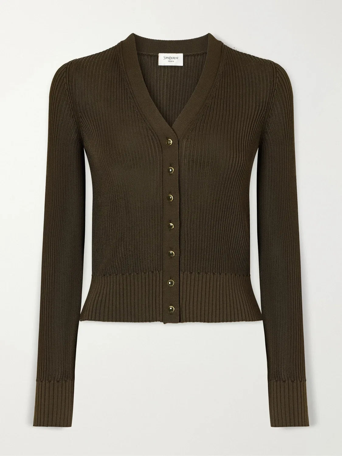 Вязаный кардиган Saint Laurent, хаки