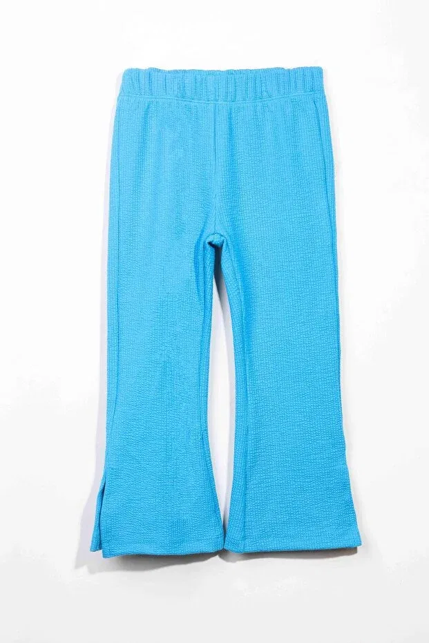 Детские леггинсы для девочек вафельные с разрезом Luess, Blue — фото 3