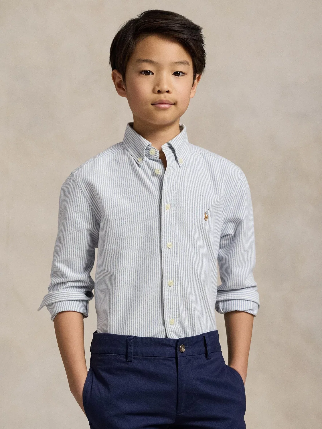 Рубашка оксфорд классическая полоска Polo Ralph Lauren, синяя