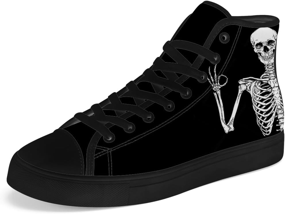 

Кеды на высокой подошве Chebing с черепом для мужчин и женщин, готические высокие кеды с черепом, шнуровка, повседневная обувь, подарки для него и для нее, черный