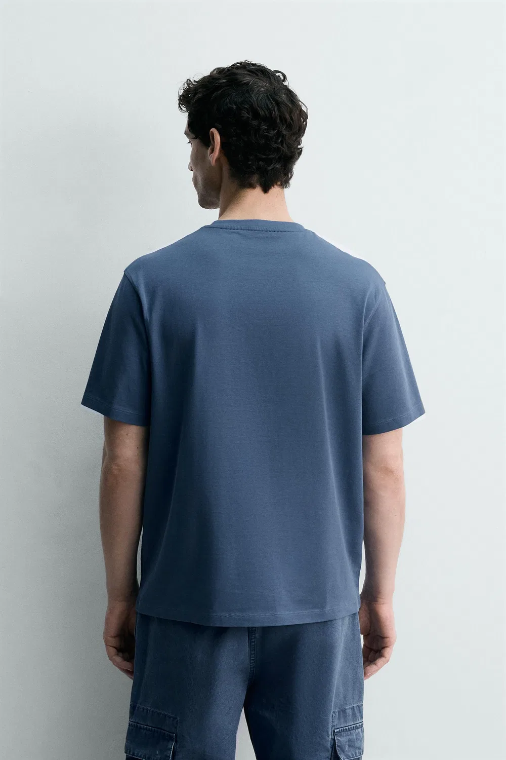 Футболка средней плотности с коротким рукавом ZARA, Mid-Blue — фото 3