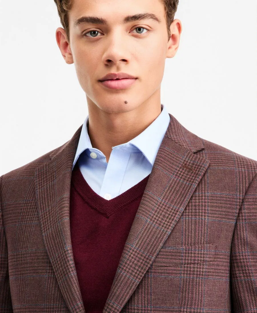 Пиджак современного кроя с узором в клетку Tommy Hilfiger, Brown Wine — фото 3