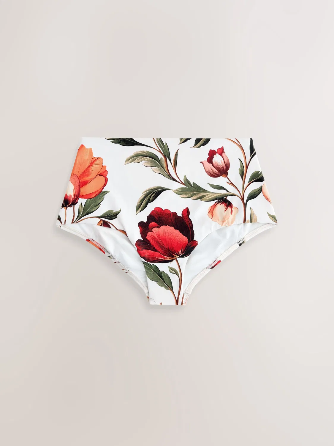 Бикини трусы с высокой талией, принт White/Red Floral Next, белый/красный — фото 4