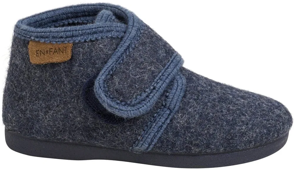 Домашние тапочки детские с застежкой-липучкой Slippers Wool Hook and Loop En Fant, синий — фото 2