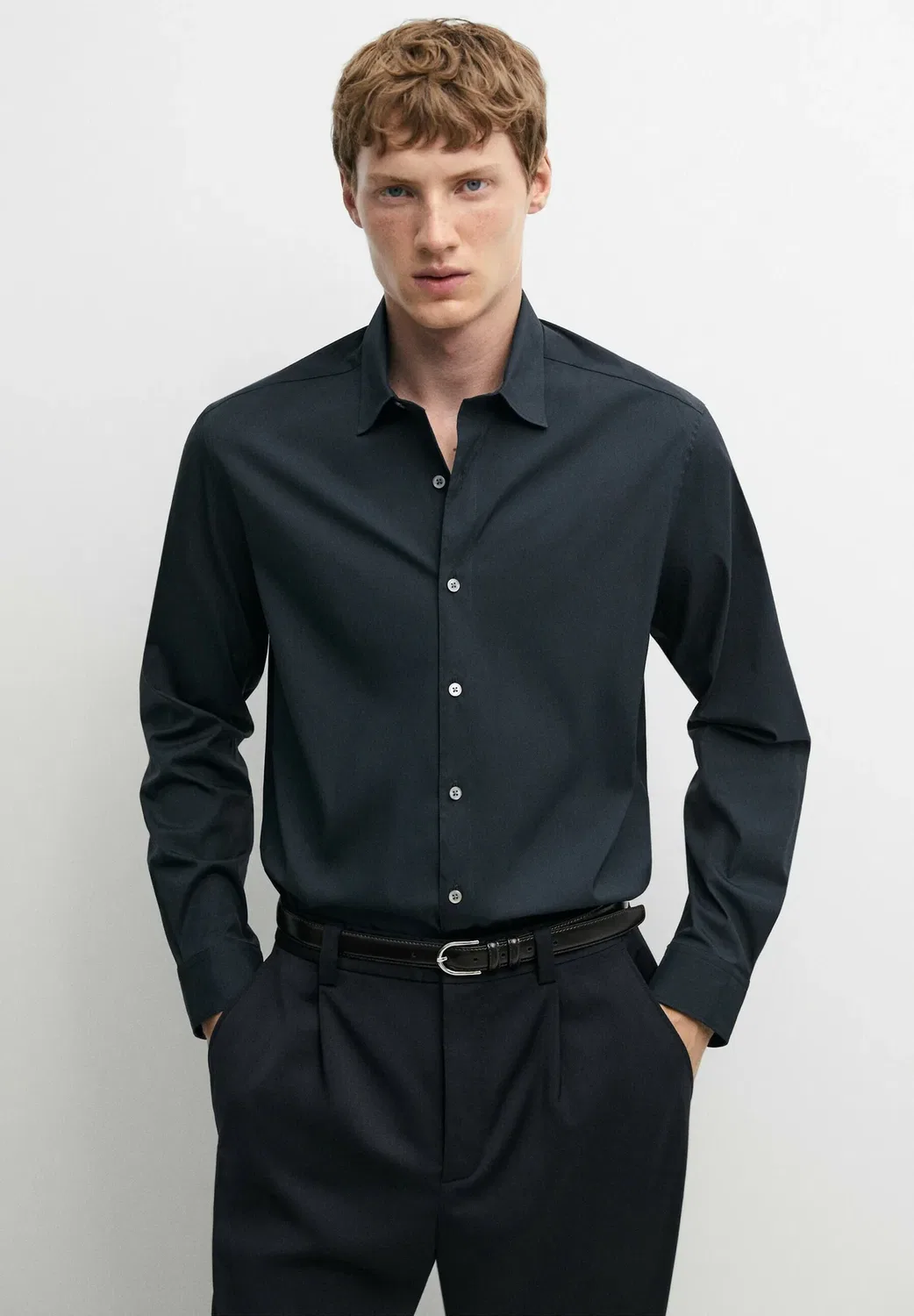 Классическая рубашка Massimo Dutti, Mottled Dark Blue