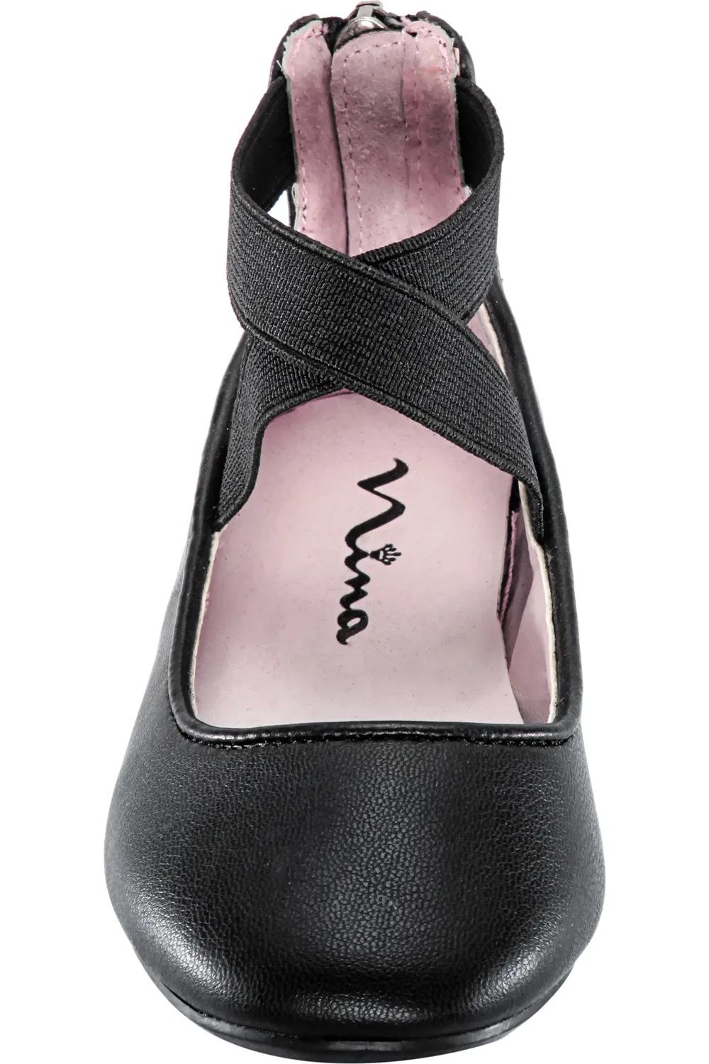 Детские балетки на перекрестных ремешках Marissa Cross Strap Nina, Black Faux Leather — фото 4