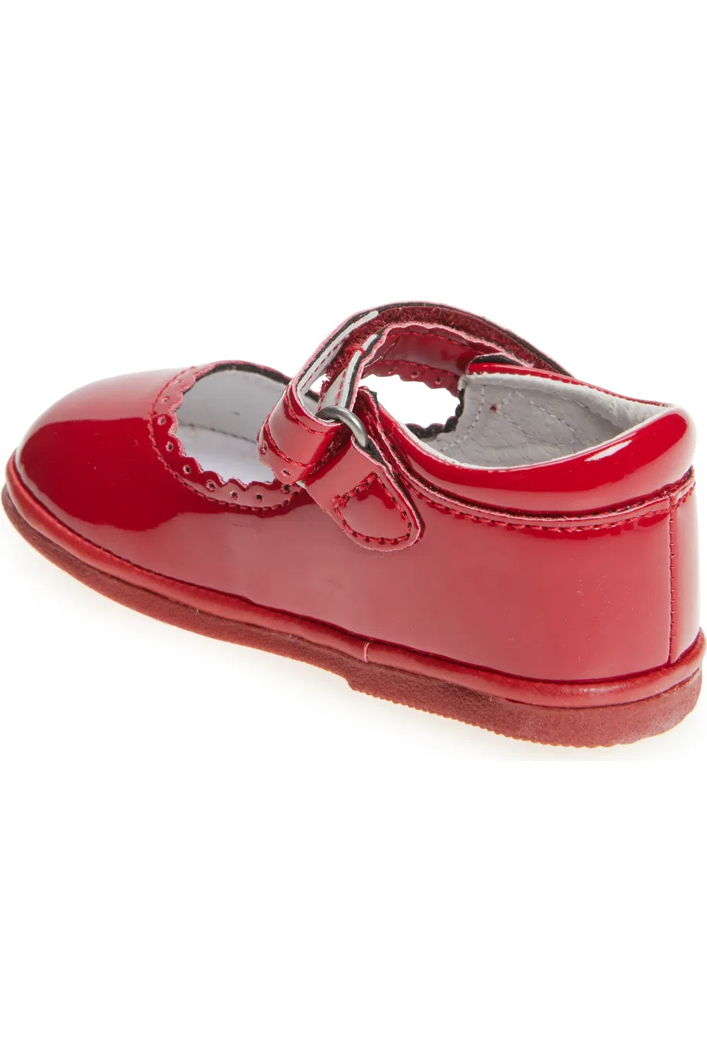 Детские туфли лодочки с перфорацией Cara Scallop Mary Jane Flat L'AMOUR, Patent Red — фото 2