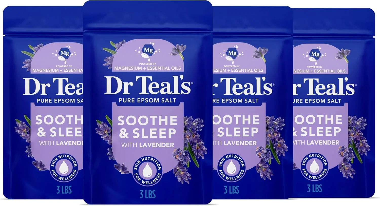 Соль для ванн Soothe & Sleep with Lavender Dr Teal's, набор 4 шт., 5443 г