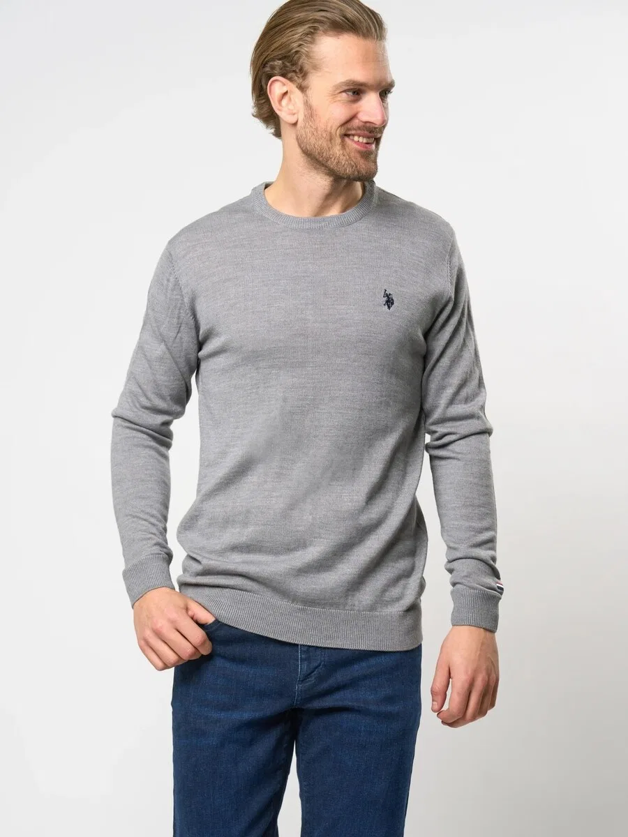 Свитер U.S. Polo Assn. 'UMKent' серого цвета с пятнистым рисунком — фото 3