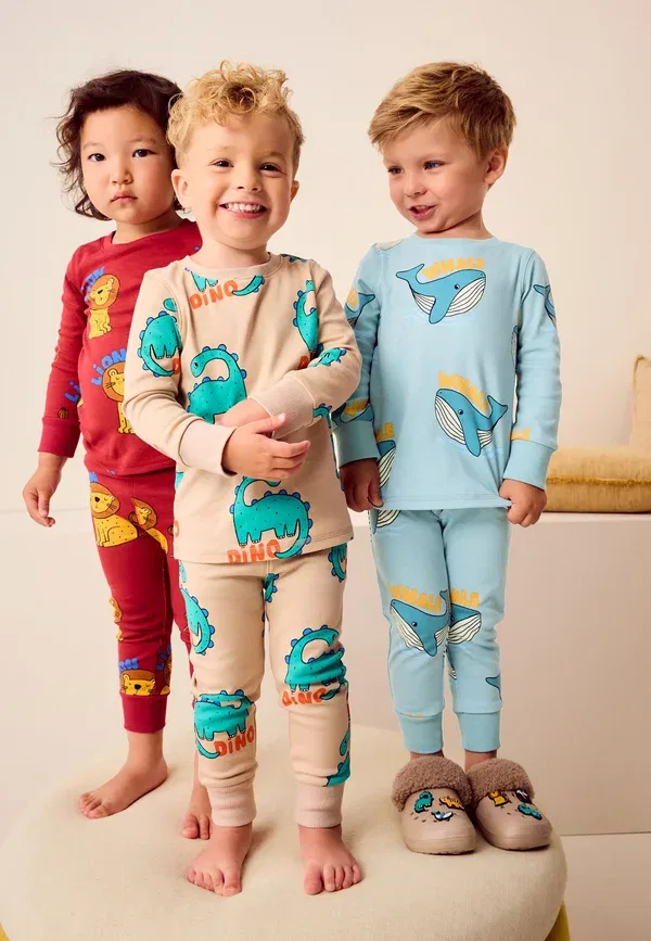 Комплект пижам, 3 предмета, 100% хлопок, Snuggle, Next, Red, Neutral, Animal, красный/синий — фото 3