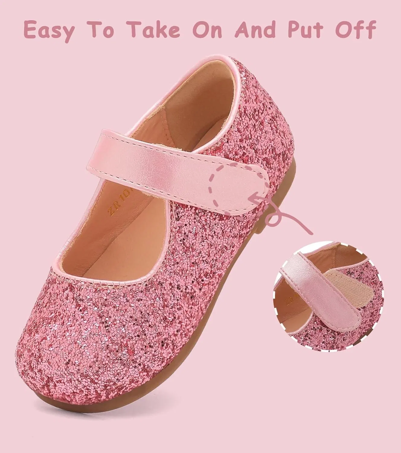 Детские туфли Мэри Джейн для девочек Flower Girl Dress Shoes Mary Janes Flat Nedaan, Rosered — фото 2