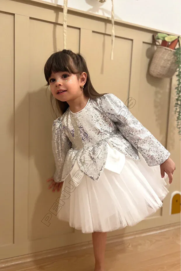 Детское платье для девочек с пайетками Party Penu Baby Kids, White