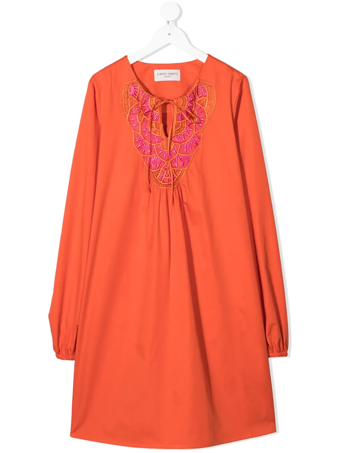 Alberta Ferretti Туника‑платье с вышивкой, оранжевое