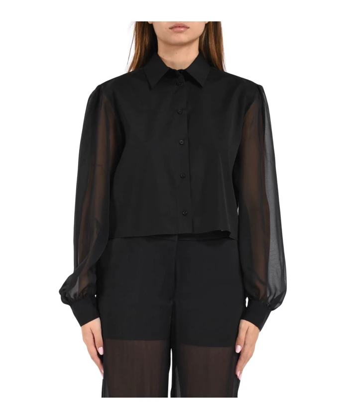 

Рубашка из поплина с прозрачными шелковыми рукавами Msgm, черный