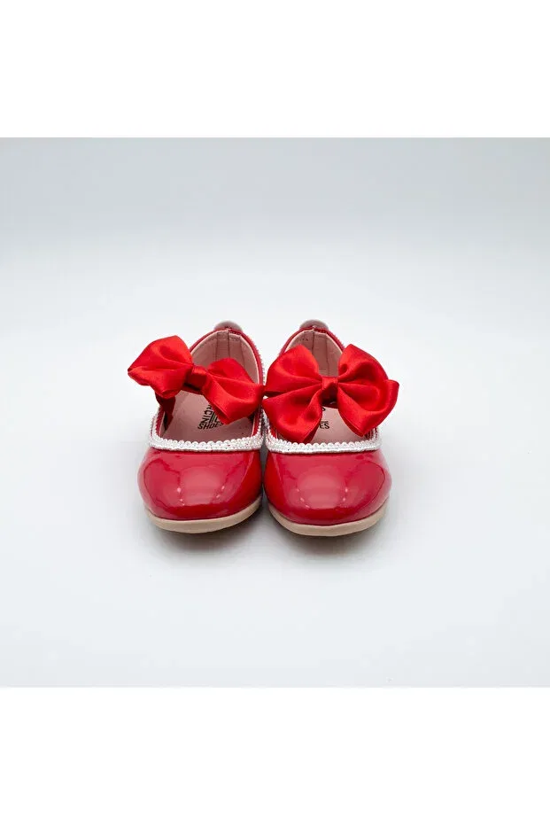 Детские балетки для девочек с принтом Zigzag and bow detailed girls' ballerinas - steps of elegance and elegance Arçın Shoes, Red — фото 3