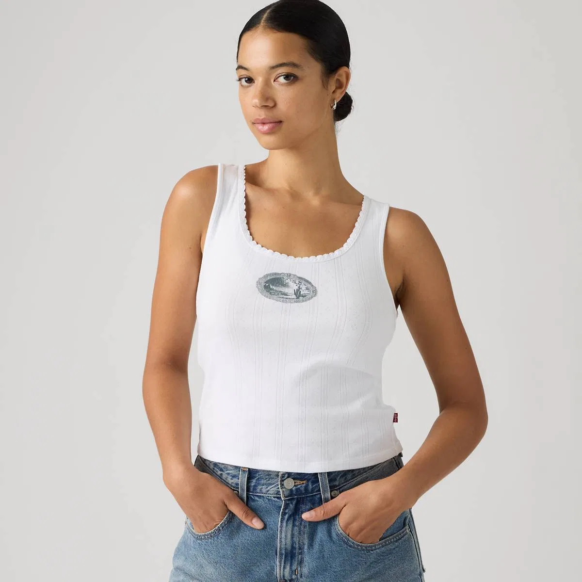 Графический ажурный топ Levi's, Tank Framed Desert Bright White - White