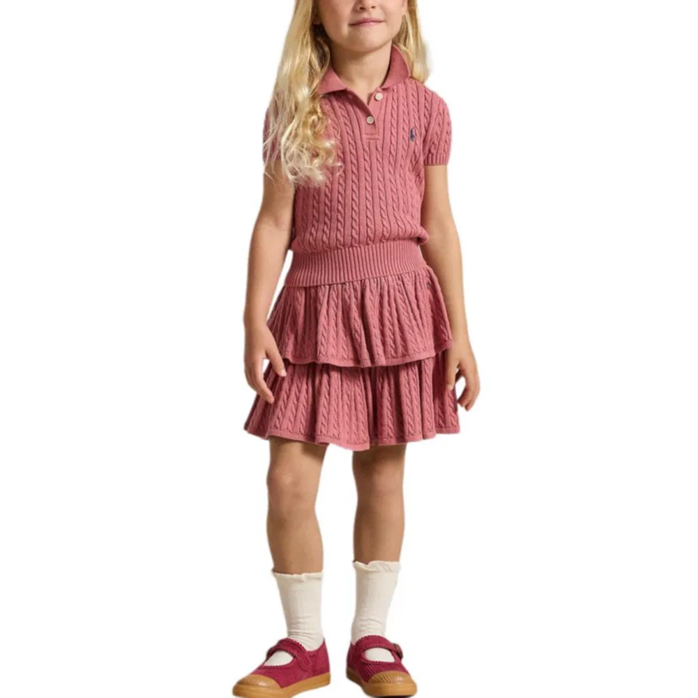 Детская юбка миди с умеренной посадкой Pre School Skirts Moderate Midi Dress Polo Ralph Lauren, Canvas Powder — фото 4