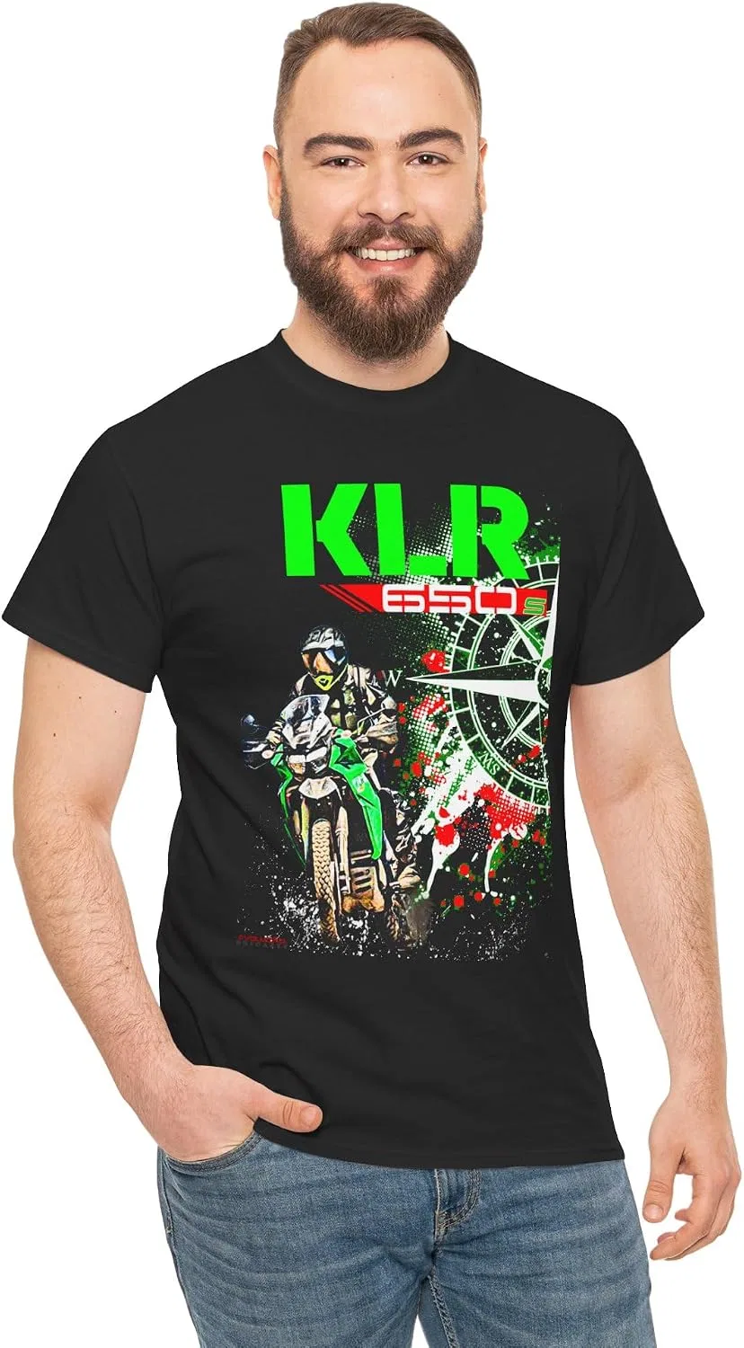 Мужская футболка с принтом KLR 650, чёрный — фото 2