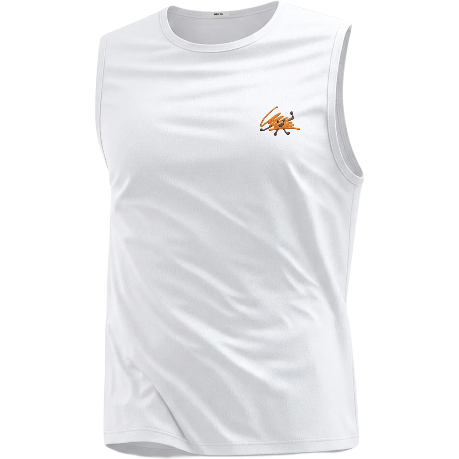 Детская майка с круглым вырезом Ice Silk Cooling Breathable MINISO, Black (Orange Velvet Line Chest Logo) — фото 4