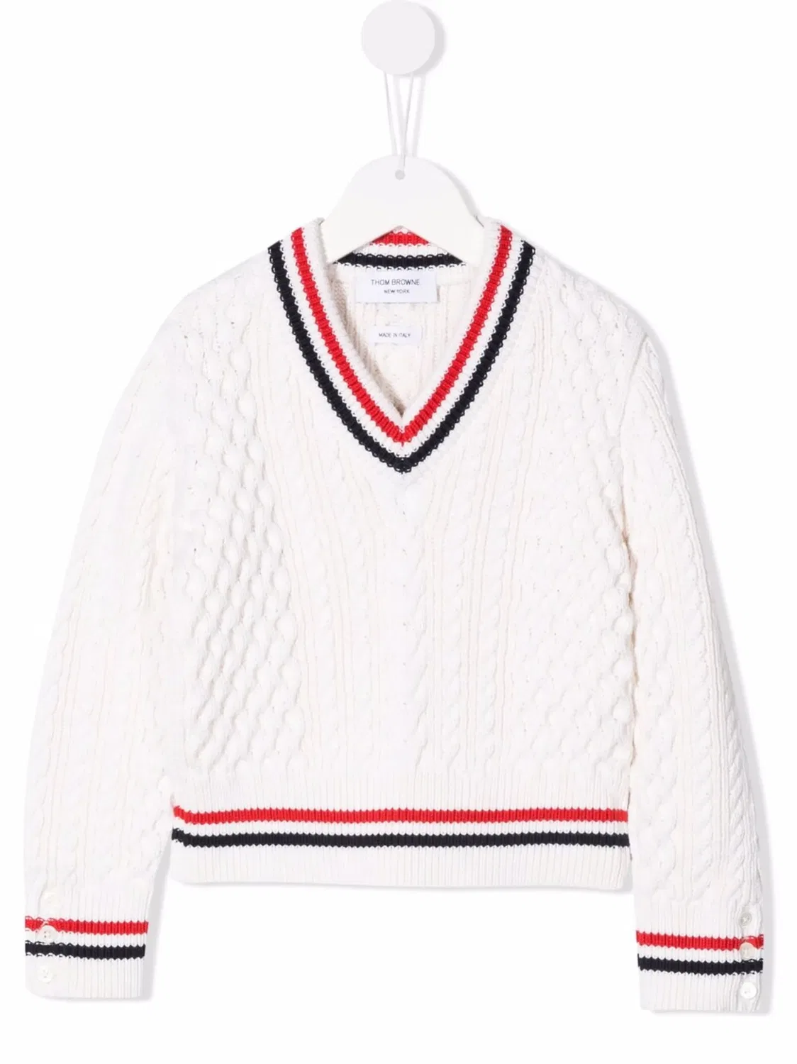 Thom Browne Детский свитер Cricket Cable белый