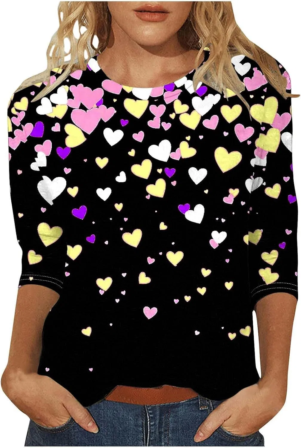 Женская футболка с принтом сердца Valentines, Black