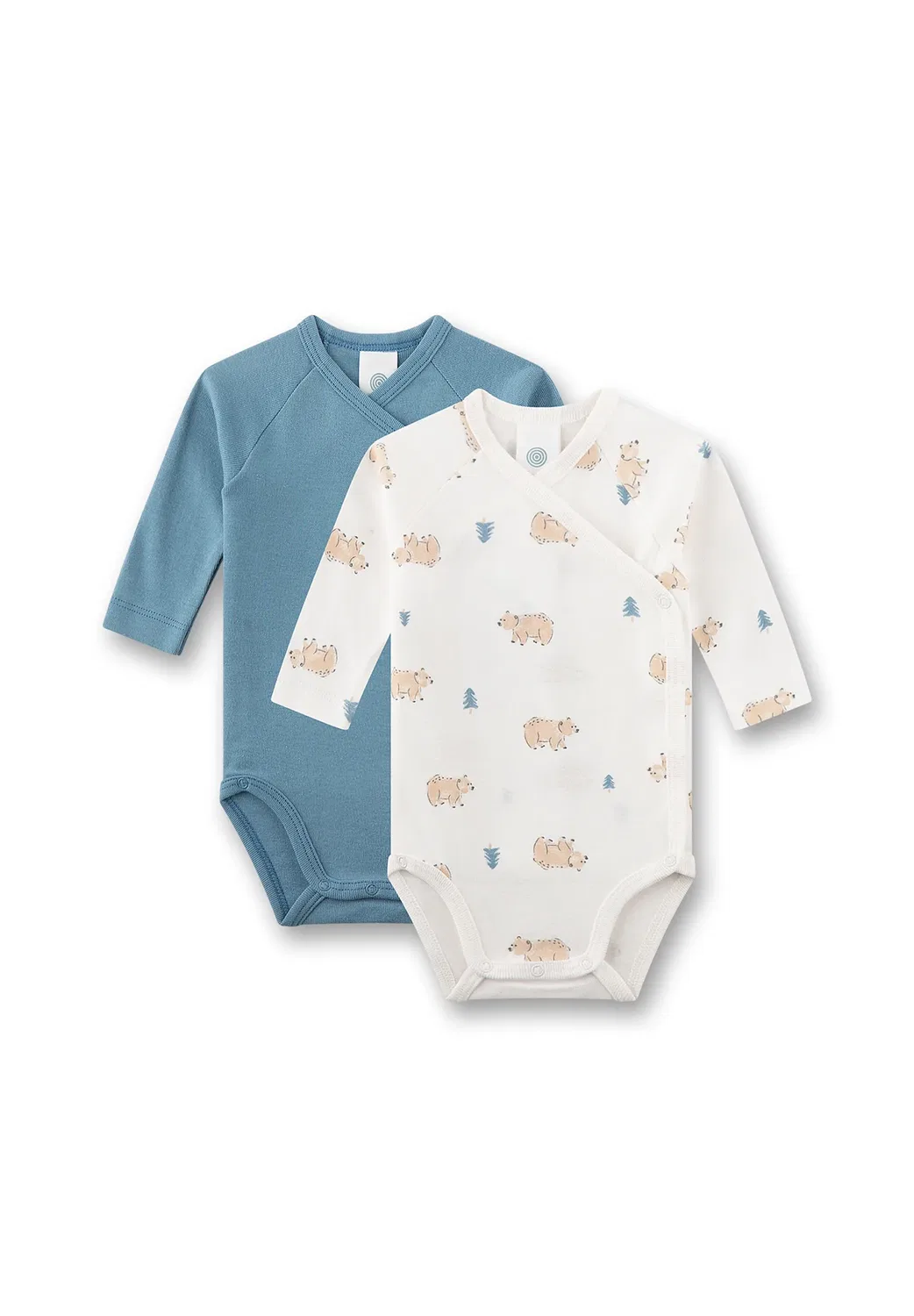 Baby-Wickelbody (doppelpack) langarm & blau bärchen - кузов Sanetta, Beige