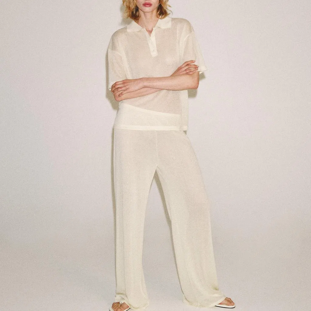 Женский свитер белый модерат ZARA, Raw White — фото 4