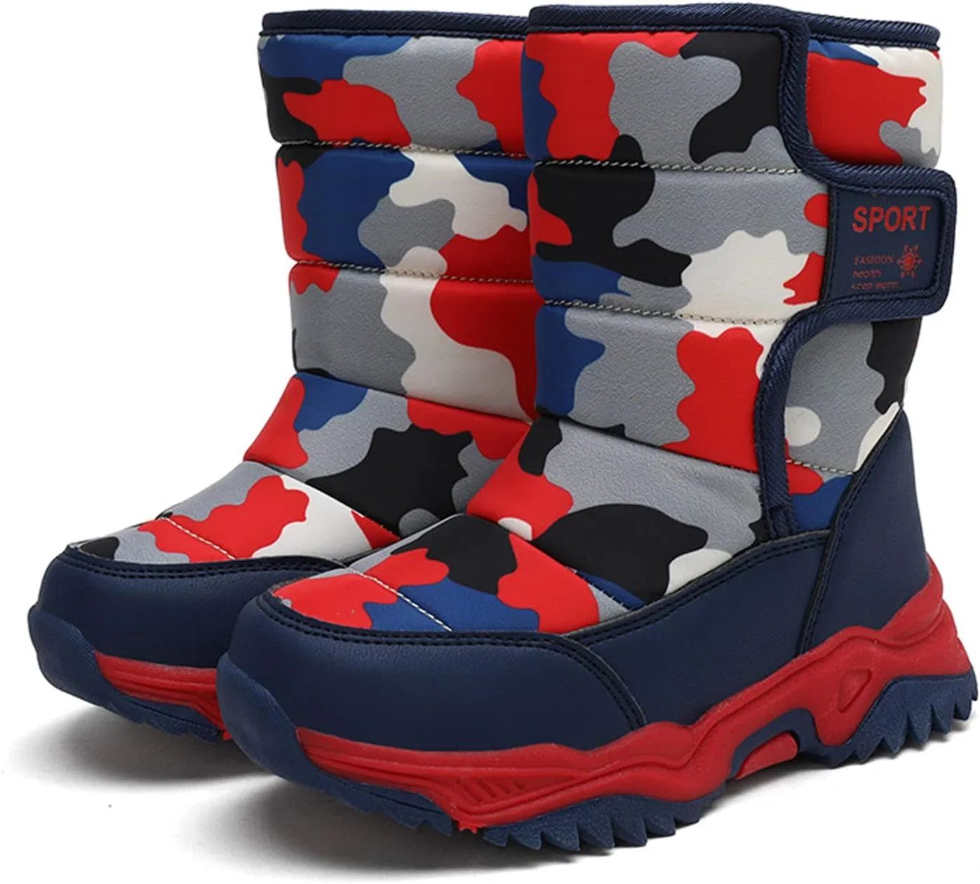 Детские зимние ботинки для девочек и мальчиков с теплой подкладкой FLIOZY, Navy Camo
