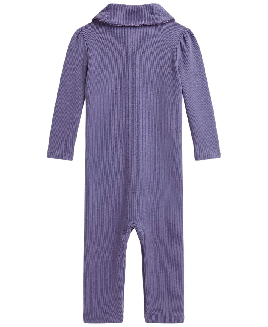 Боди-комбинезон с отложным воротником и длинным рукавом, Estate Rib Shawl Collar Coverall Polo Ralph Lauren, Summer Purple — фото 2