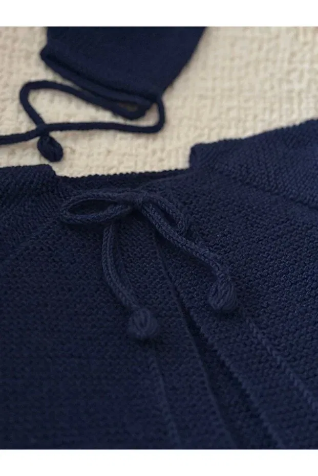 Детский вязаный кардиган на пуговицах спереди Florijee, Navy Blue — фото 3