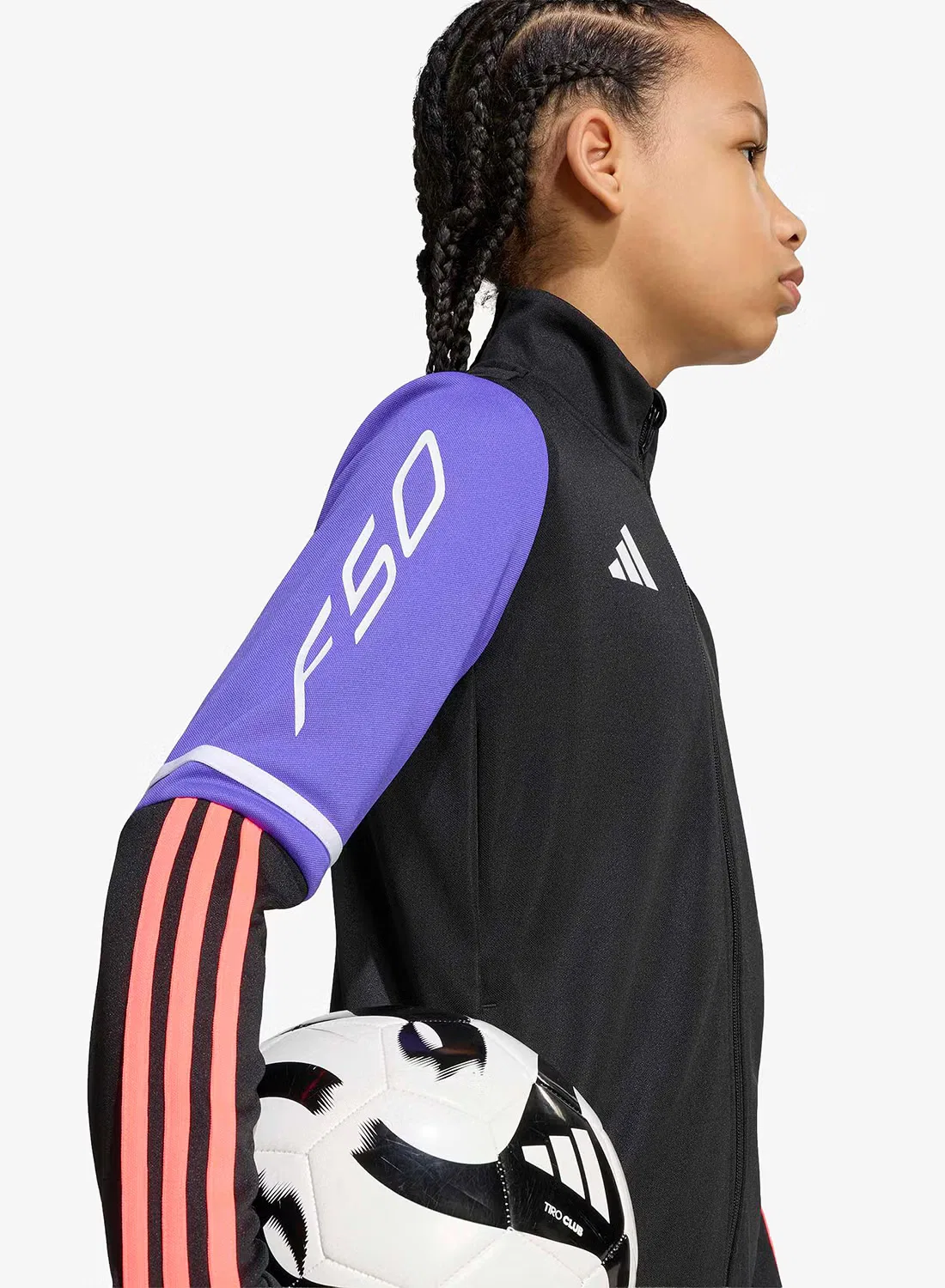Куртка тренировочная детская с длинным рукавом f50 Adidas, черный — фото 3
